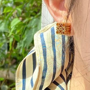 LOEWE GOLD Plated Sterling Anagram Stud Earrings